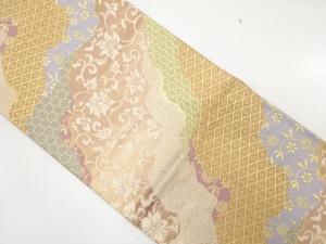 道長取りに花唐草・古典柄織り出し　袋帯